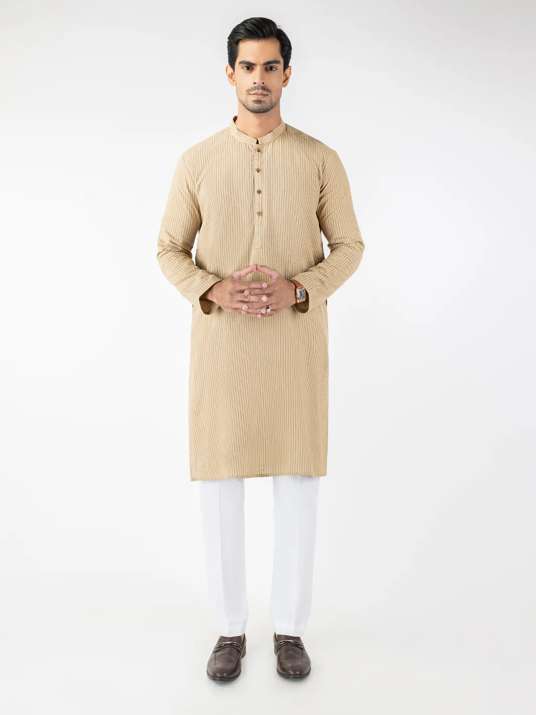 Khaki Blended Kurta - AL-K-1250