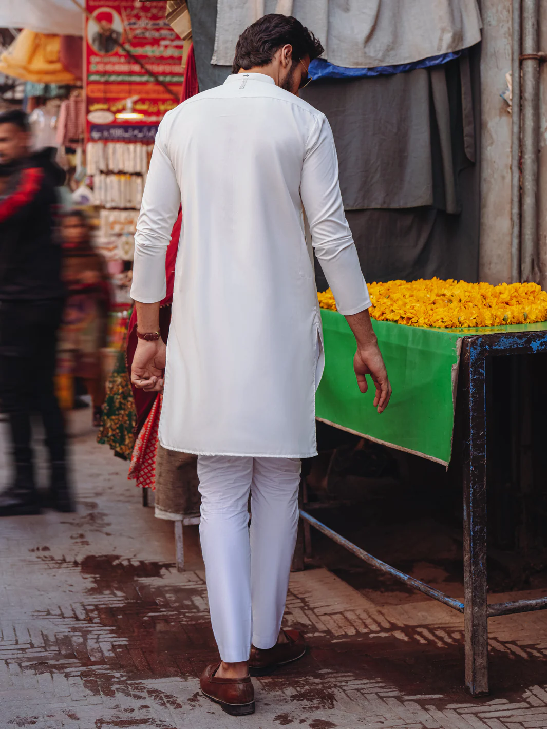 White Blended Kurta - AL-K-1254 - Image 3