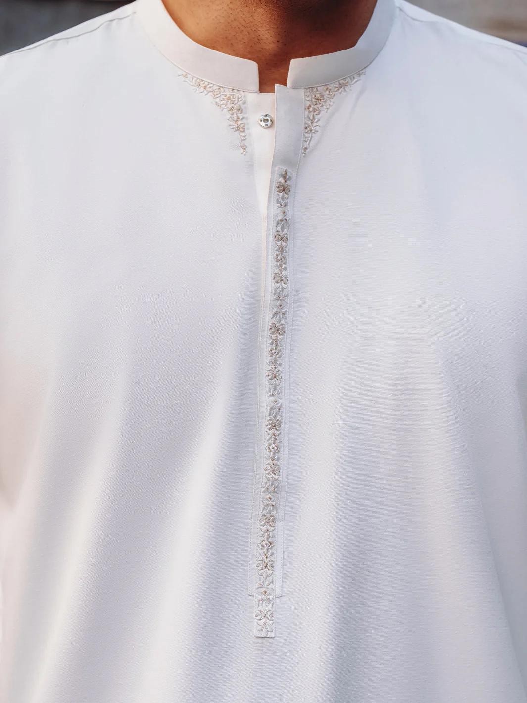 White Blended Kurta - AL-K-1254 - Image 4
