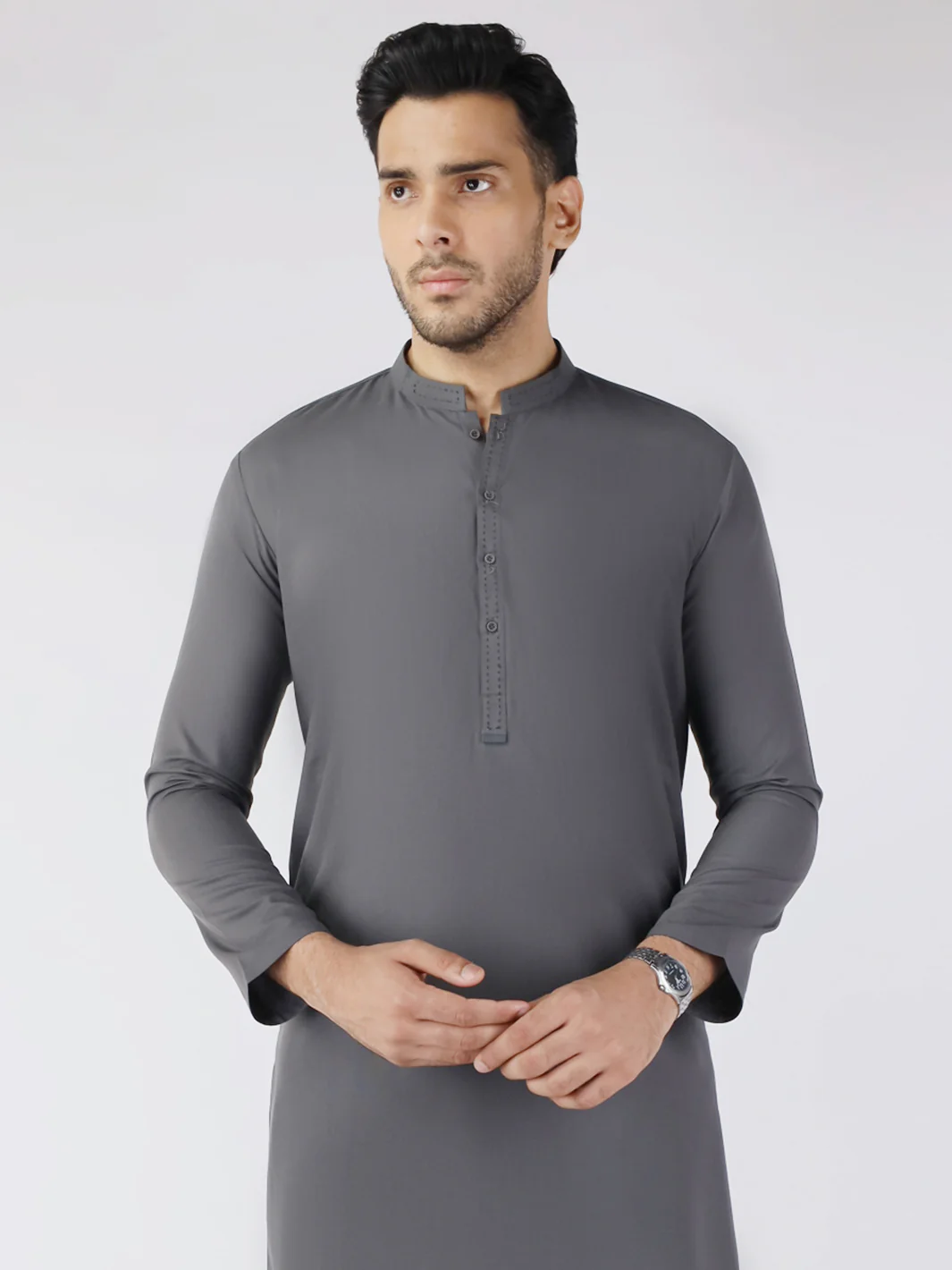 Grey Blended Kurta - AL-K-1258 - Image 4