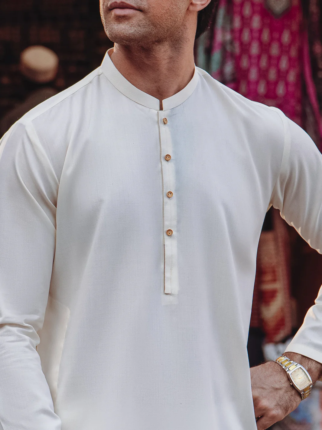 Off White Blended Kurta - AL-K-1259 - Image 3