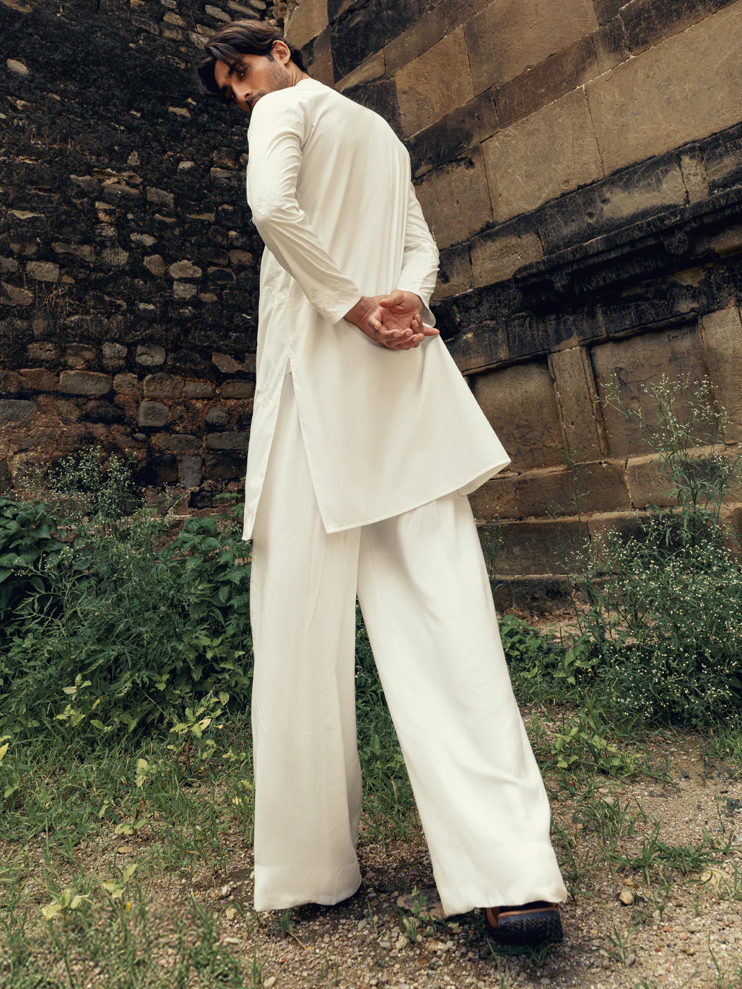 White Semi-Formal Kurta - AL-K-1275 - Image 5