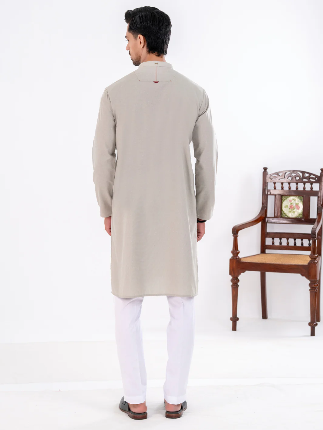 Green Blended Kurta - AL-K-1277B - Image 2