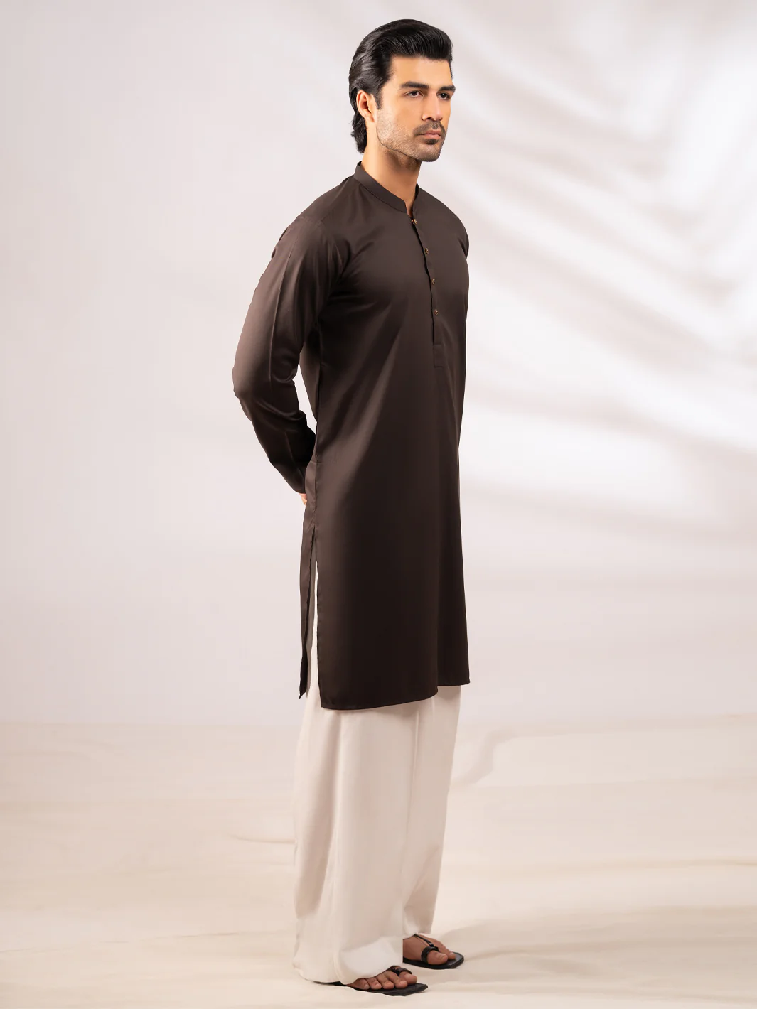 Brown Plain Kurta - AL-K-1309 - Image 6