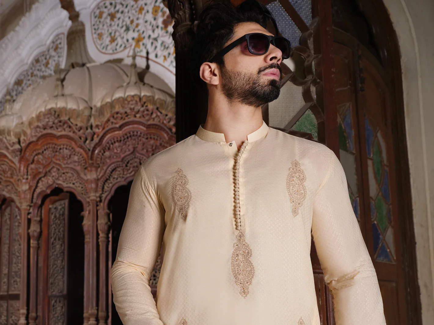 Beige Blended Kurta - AL-K-871 - Image 4