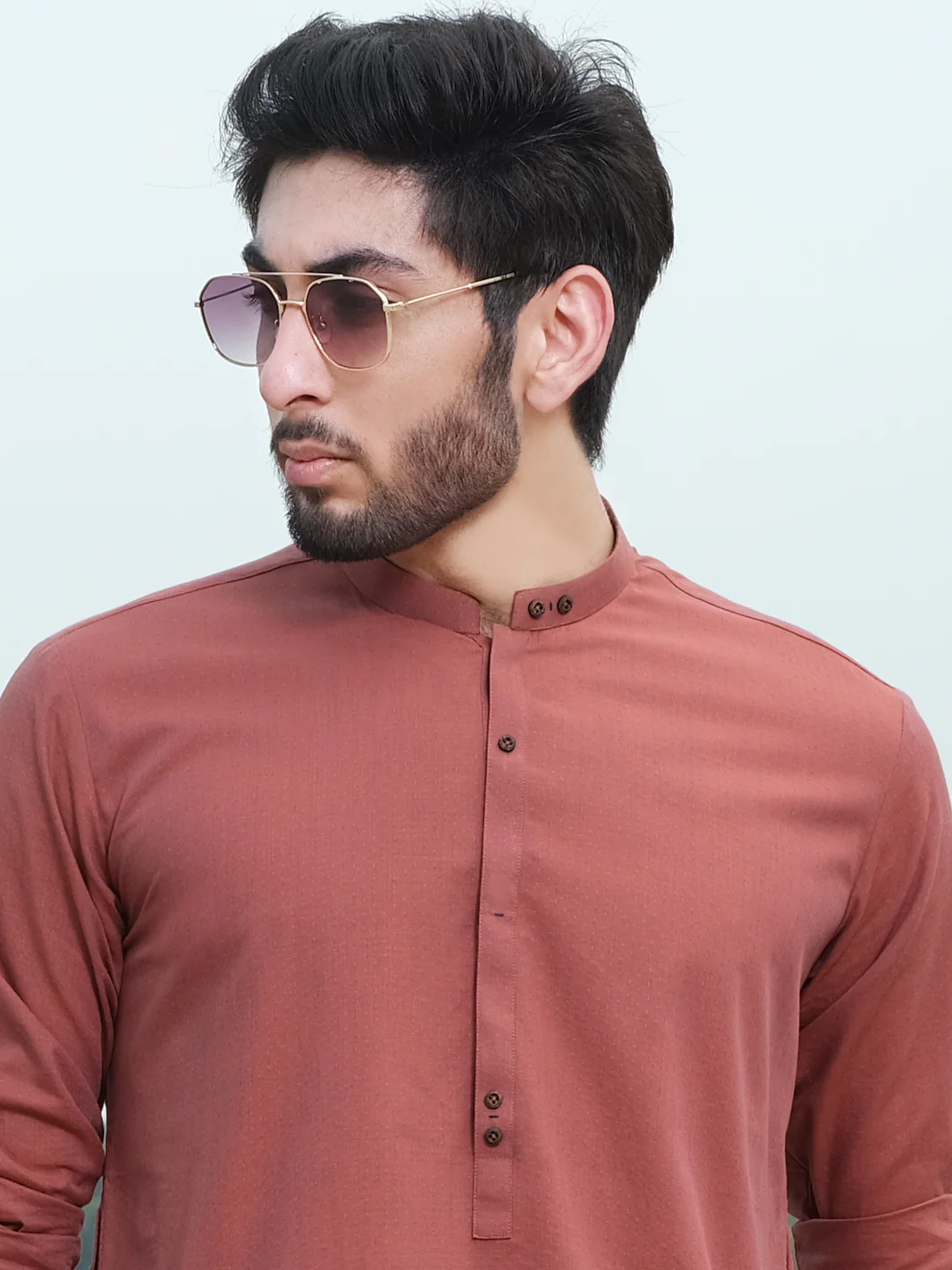 Rust Two-Tone Blended Kurta - AL-K-879 - Image 2