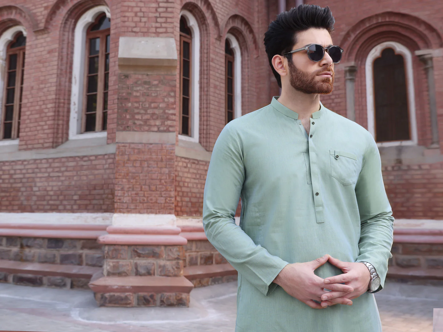 Light Green Cotton Kurta - AL-K-888 - Image 3