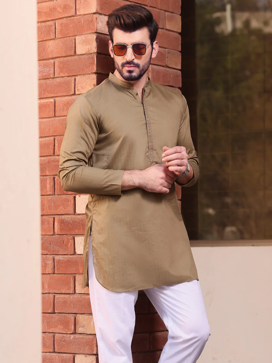 Green Cotton Kurta - AL-K-894 - Image 3