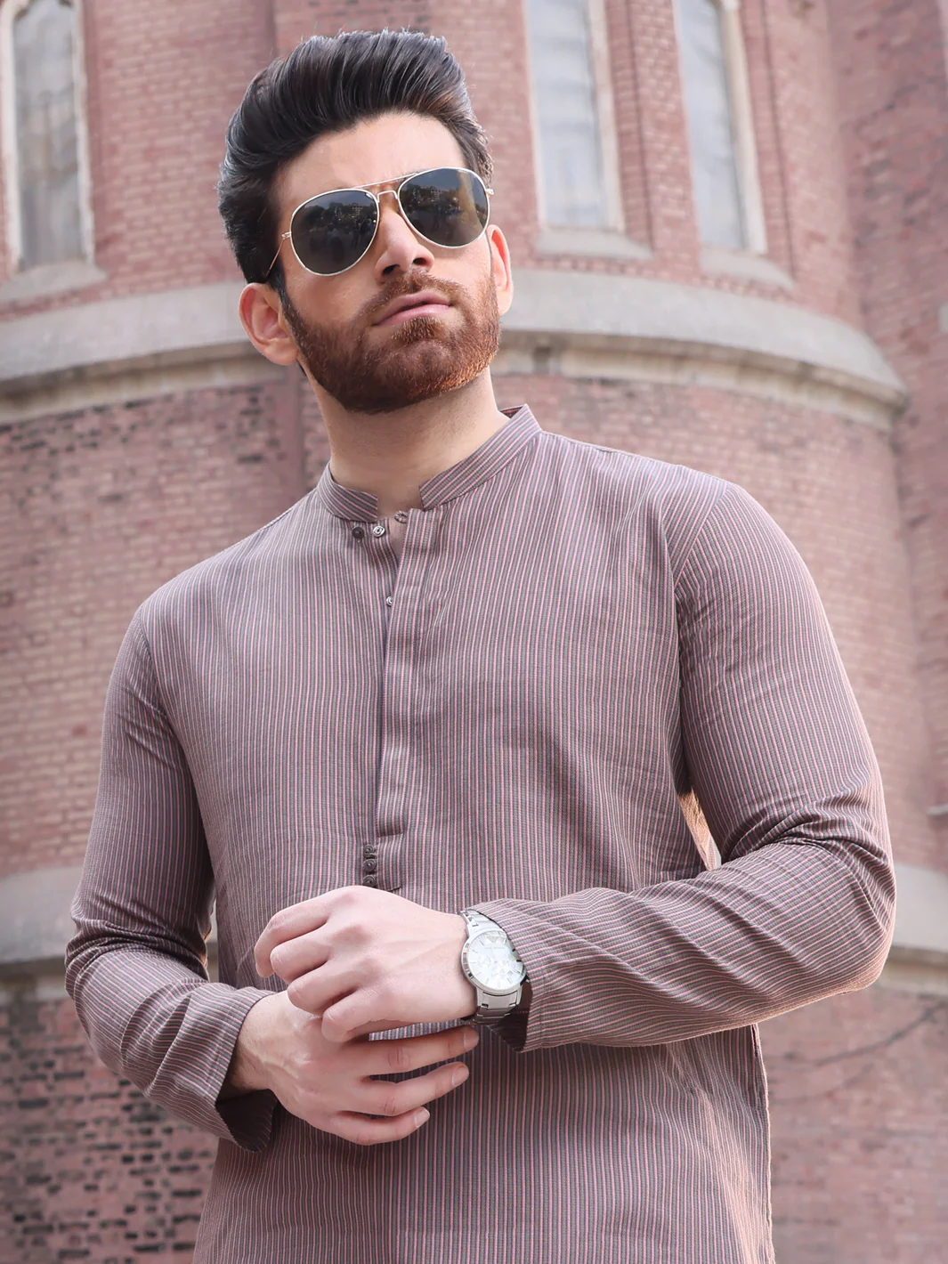 Brown Cotton Kurta - AL-K-916 - Image 2
