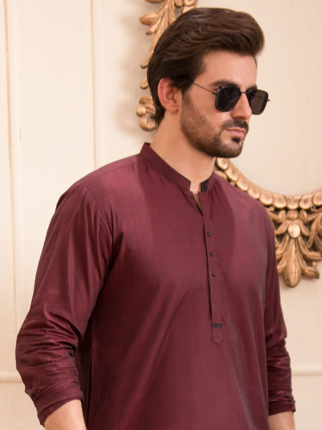 Maroon Blended Kurta - AL-K-940 - Image 3