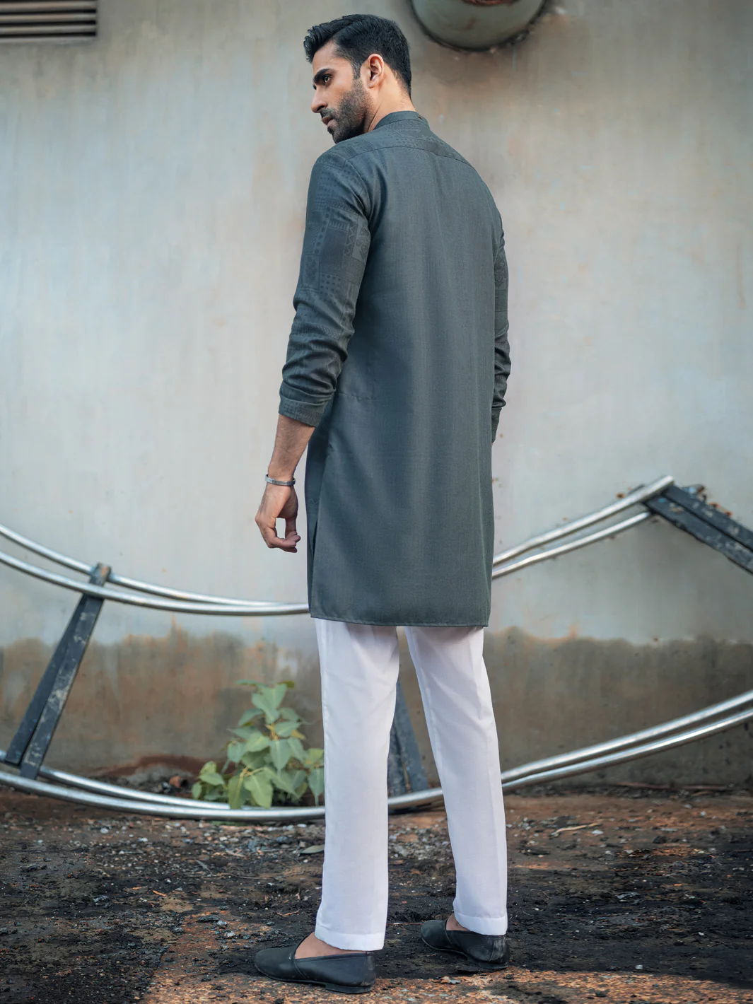 Green Textured Kurta - AL-K-970 - Image 4