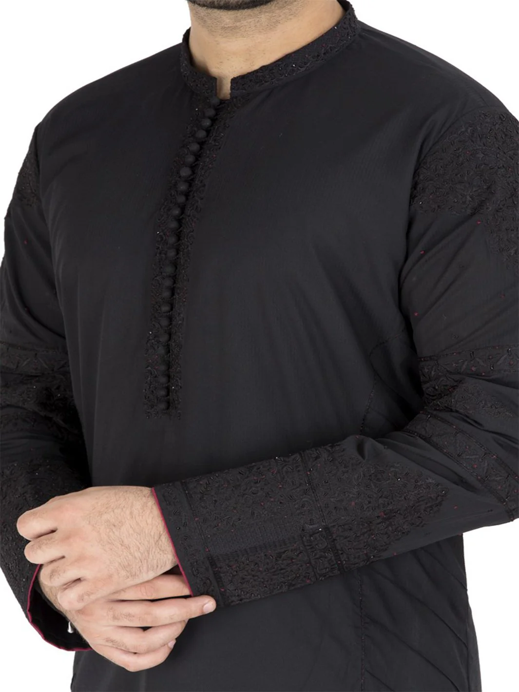 Black Formal Kurta - AL-K-SP-014-R1 - Image 2