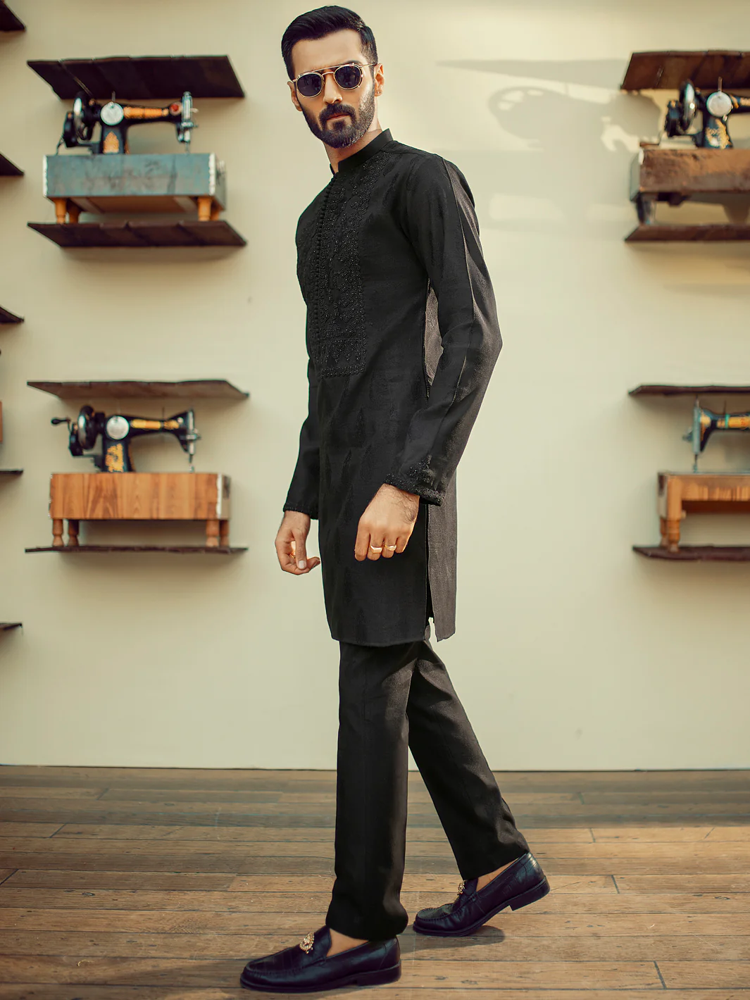 Black Formal Kurta - AL-K-SP-031B - Image 6