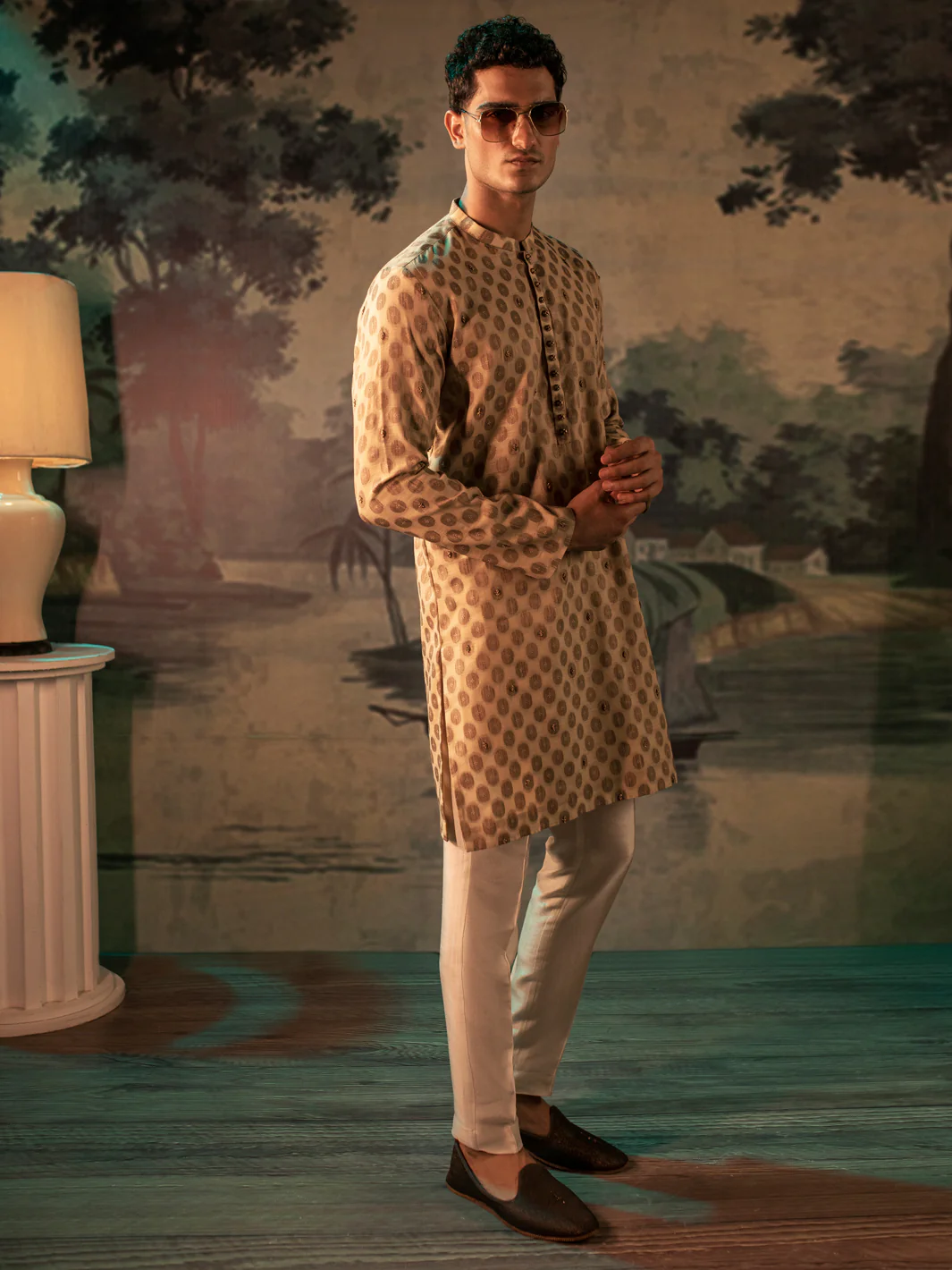 Fawn Blended Formal Kurta - AL-K-SP-035 - Image 4