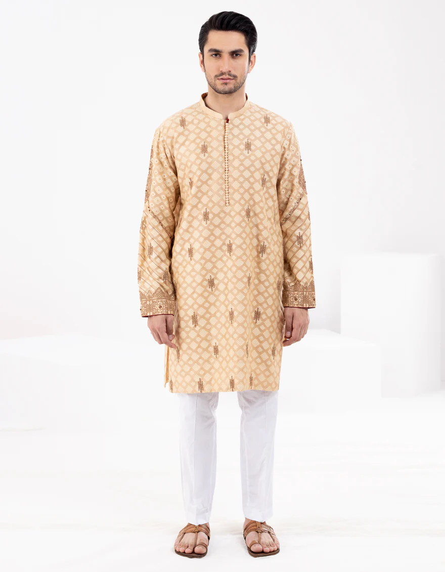 Beige Formal Kurta - AL-K-SP-059 - Image 3
