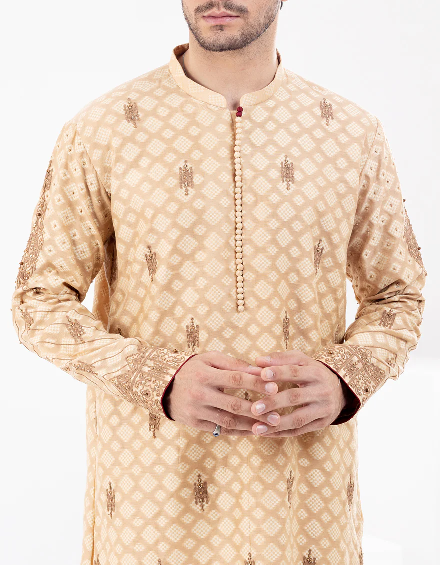 Beige Formal Kurta - AL-K-SP-059 - Image 4