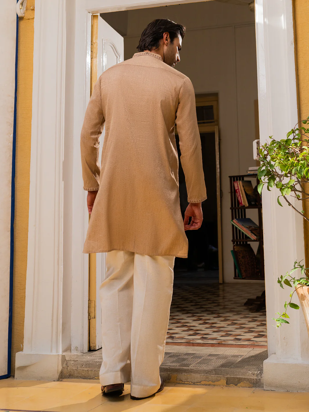 Beige Blended Formal Kurta - AL-K-SP-064 - Image 2