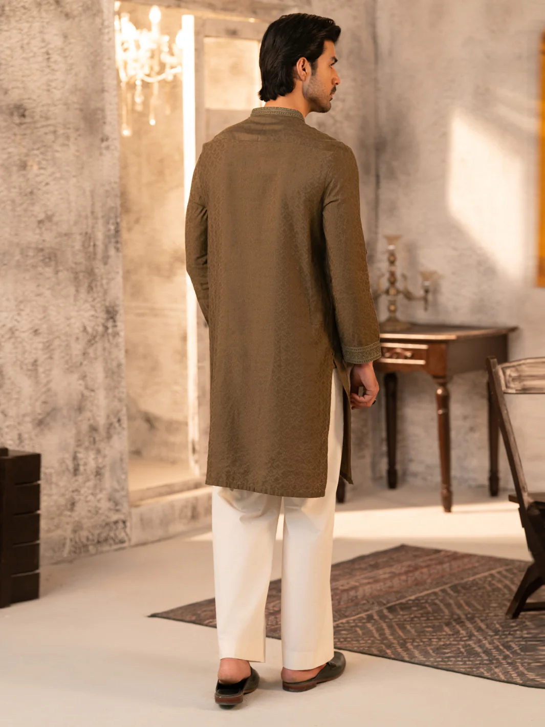 Green Formal Embroidered Kurta - AL-K-SP-066 - Image 5