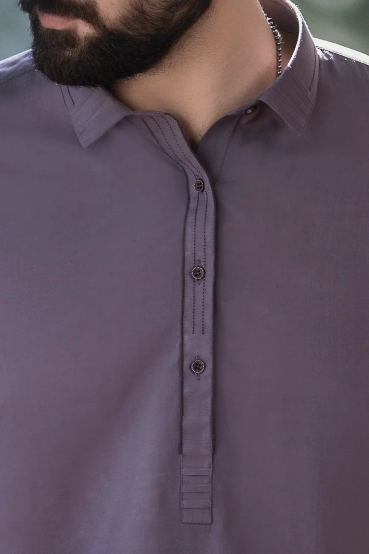 Grey Blended Kameez Shalwar - AL-KS-2243 - Image 3