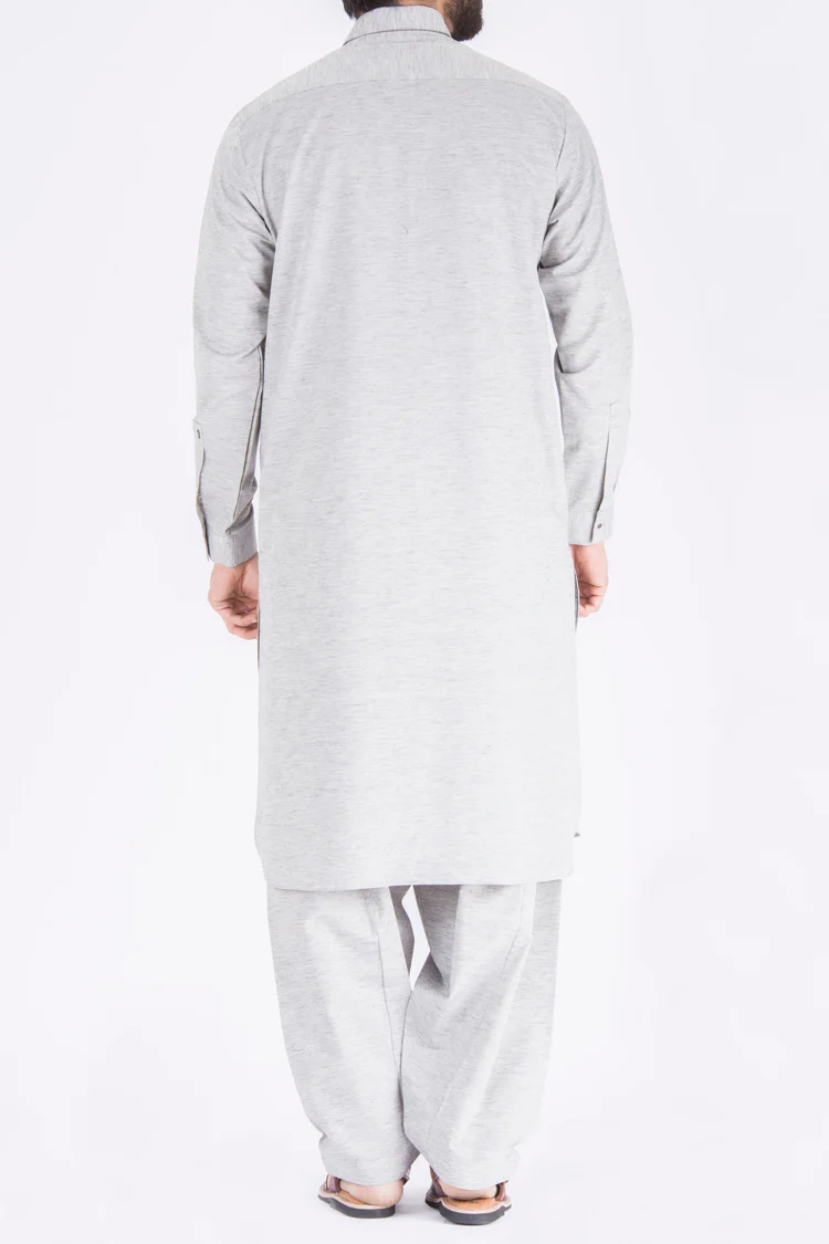 Ash Grey Cotton Kameez Shalwar - AL-KS-2337 - Image 3