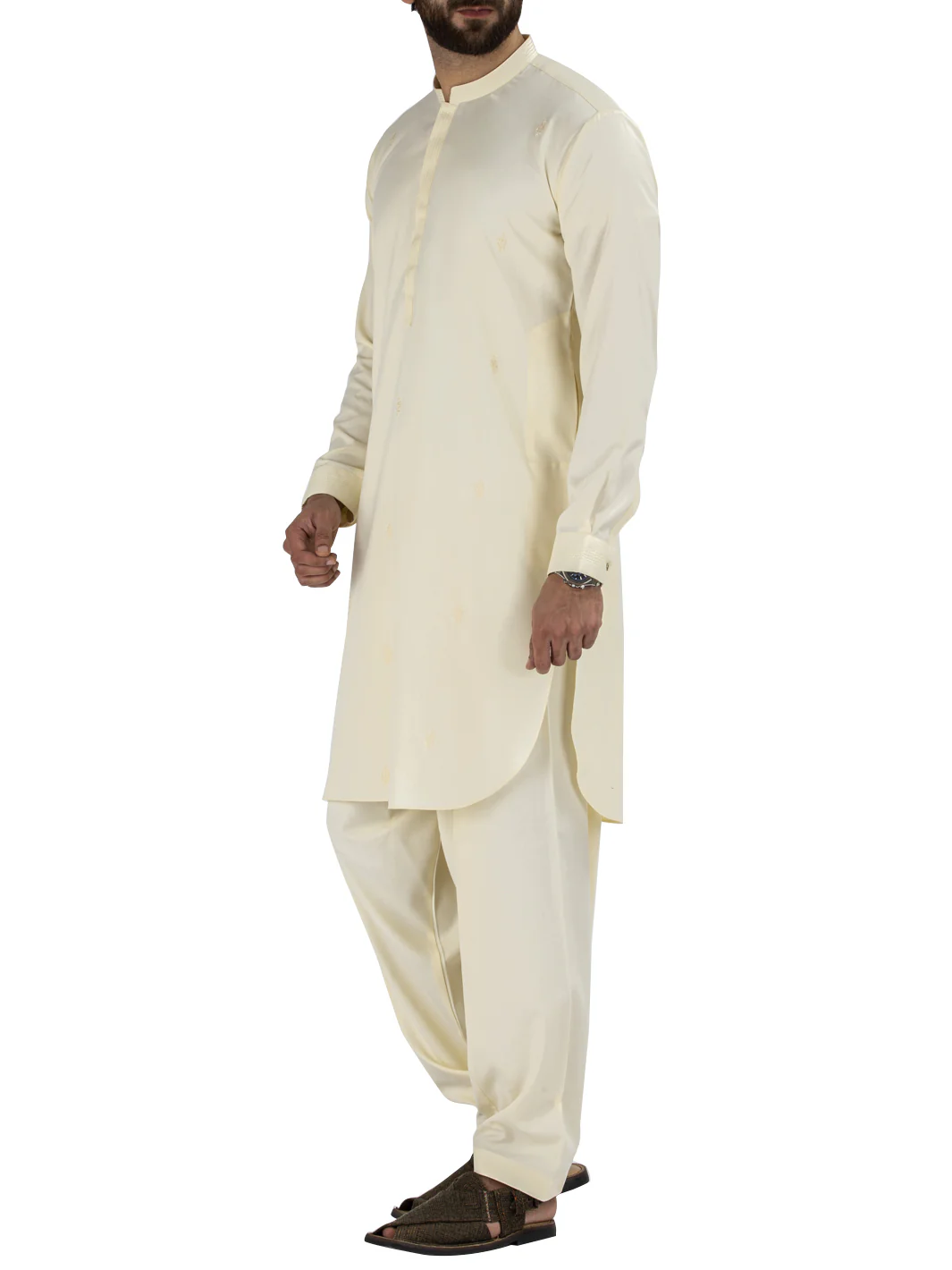 Off White Blended Kameez Shalwar - AL-KS-2441 - Image 3