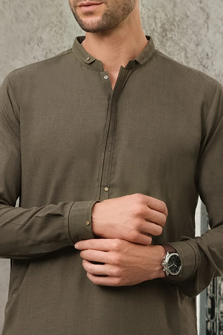 Green Blended Kameez Shalwar - AL-KS-2446 - Image 2