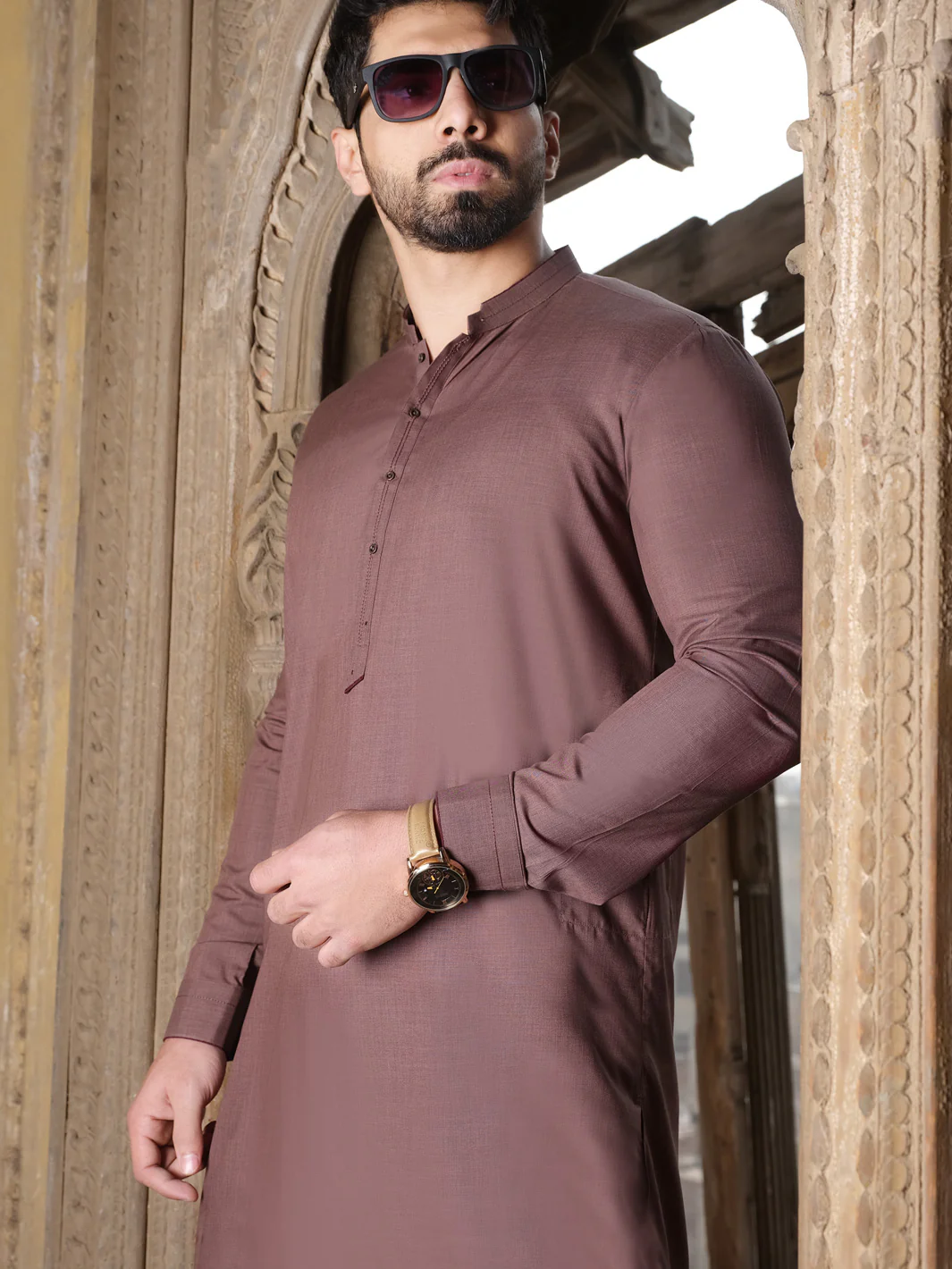 Brown Blended Kameez Shalwar - AL-KS-2514 - Image 3