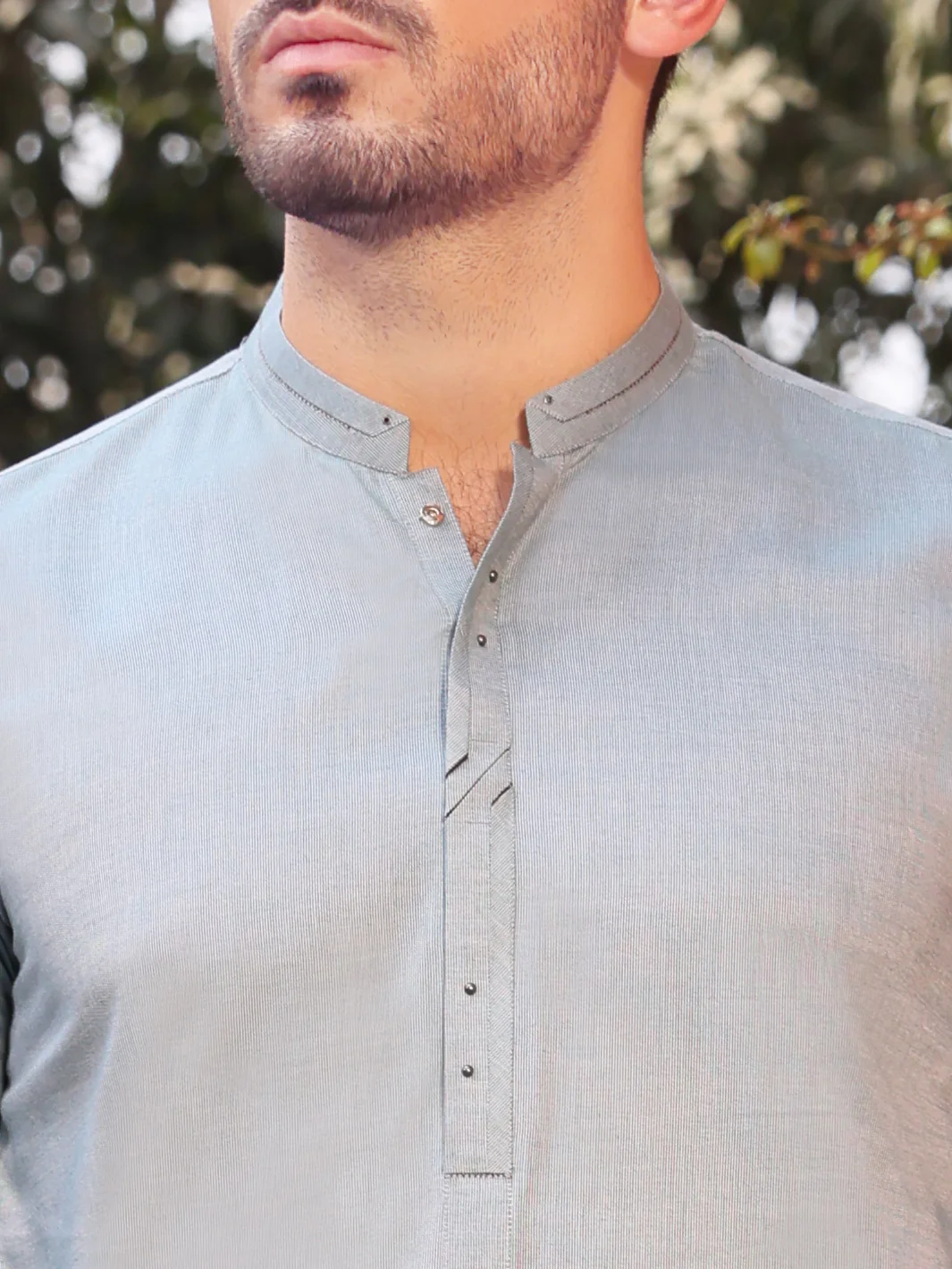 Light Blue Cotton Kameez Shalwar - AL-KS-2530 - Image 2