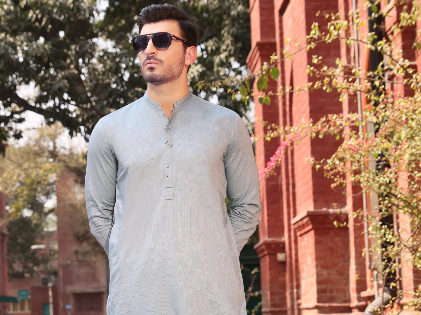 Light Blue Cotton Kameez Shalwar - AL-KS-2530 - Image 3