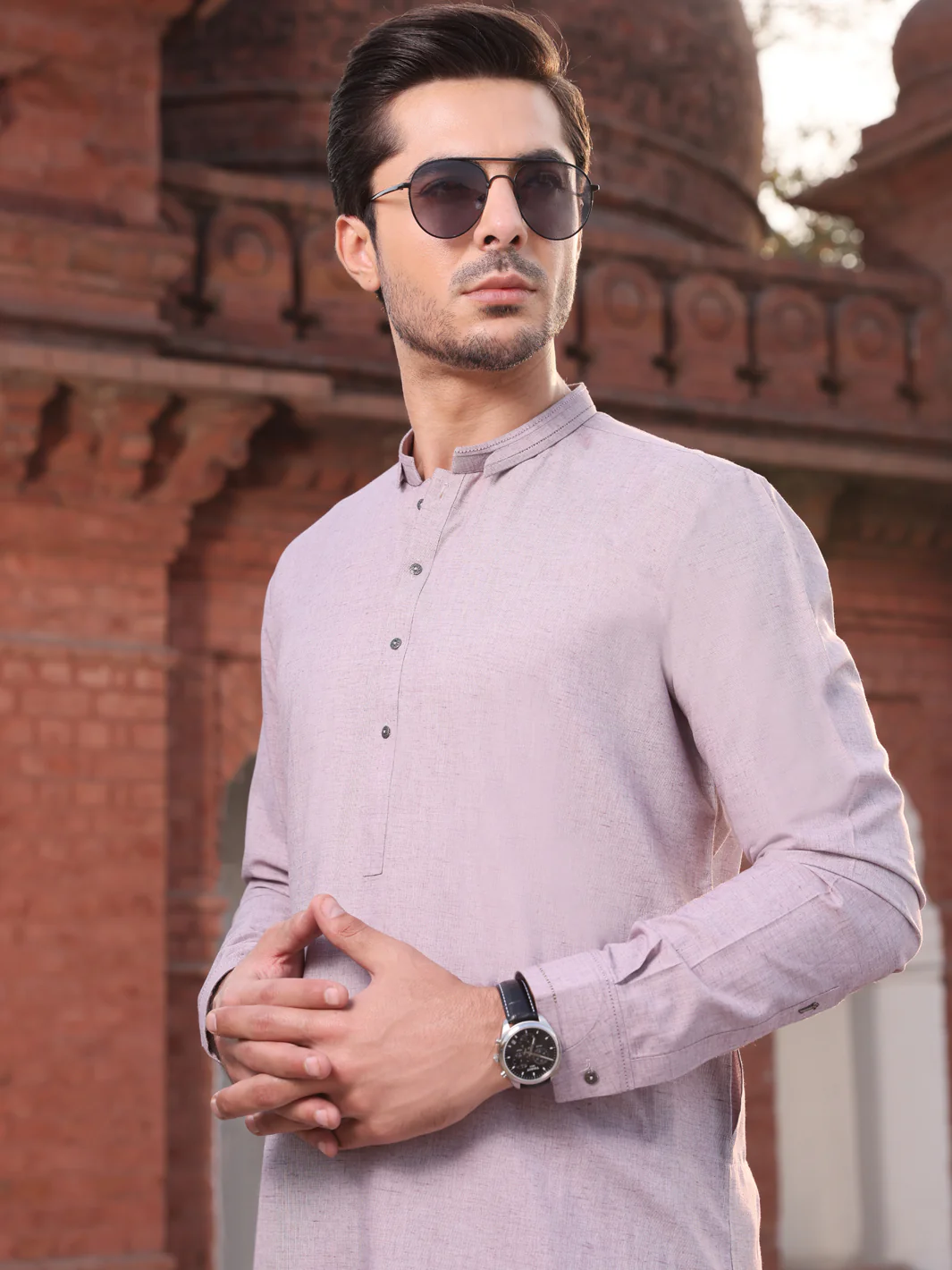 Light Purple Blended Kameez Shalwar - AL-KS-2569 - Image 3