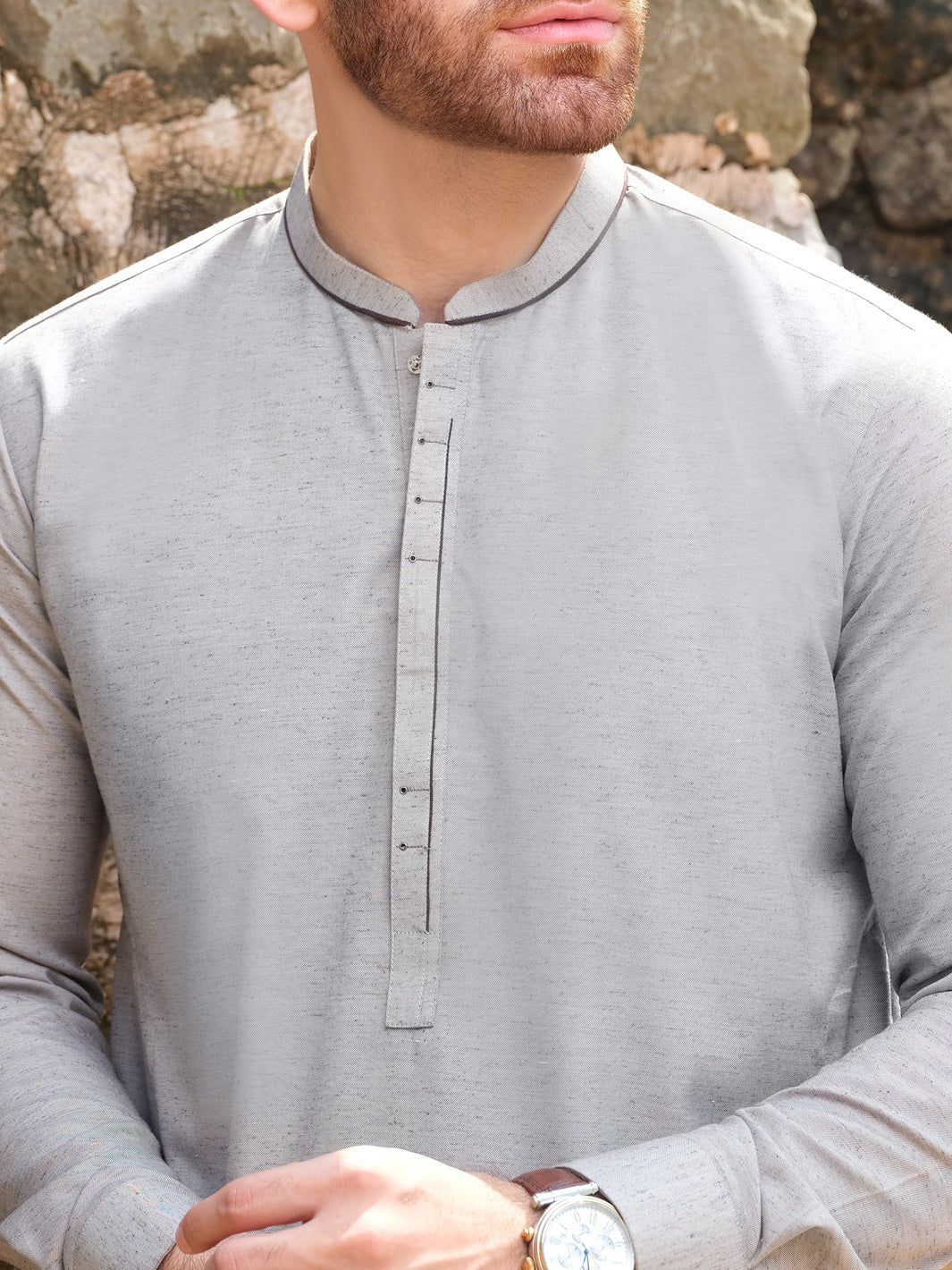 Grey Blended Kameez Shalwar - AL-KS-2570 - Image 2