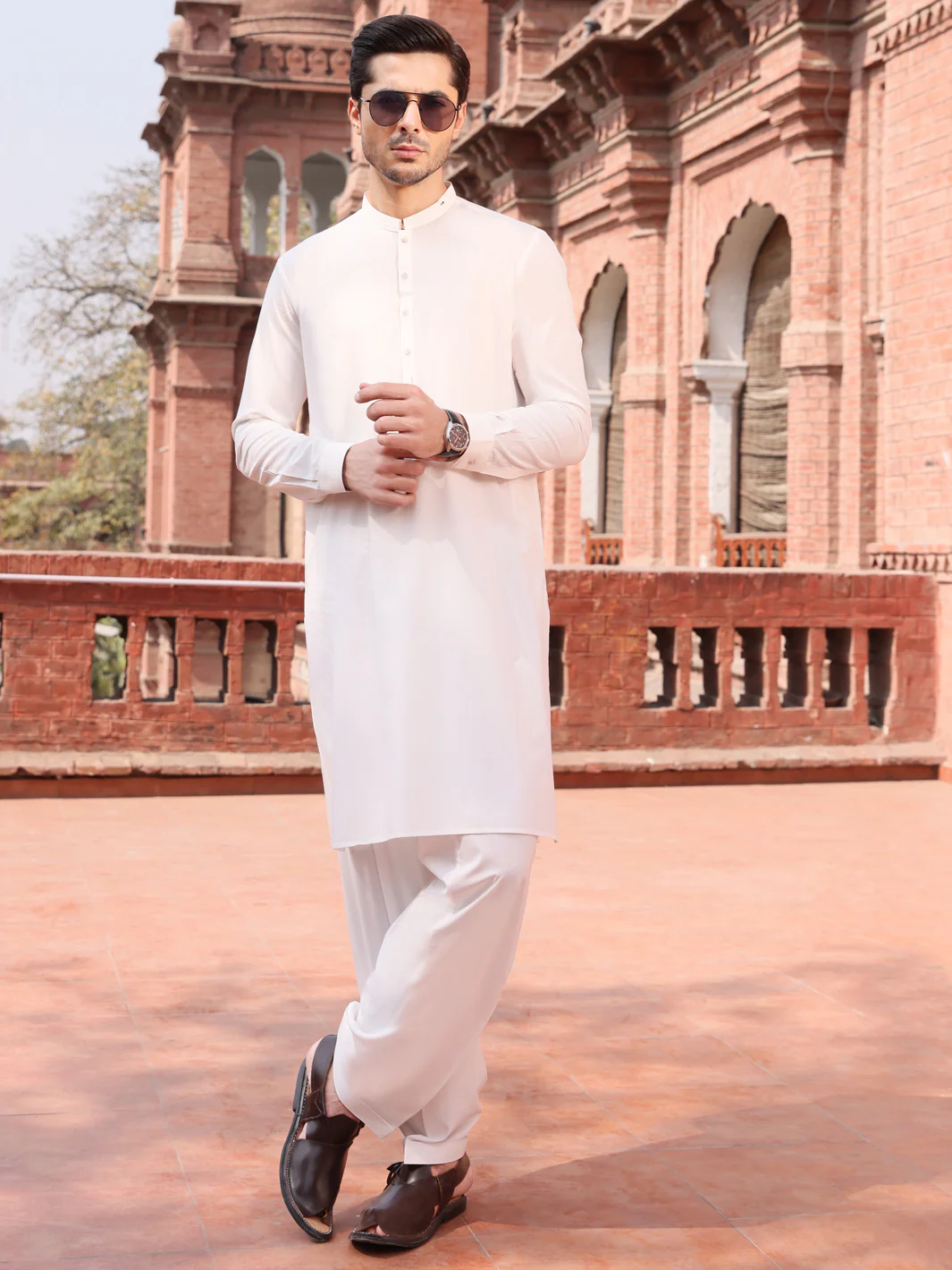 White Blended Kameez Shalwar - AL-KS-2585