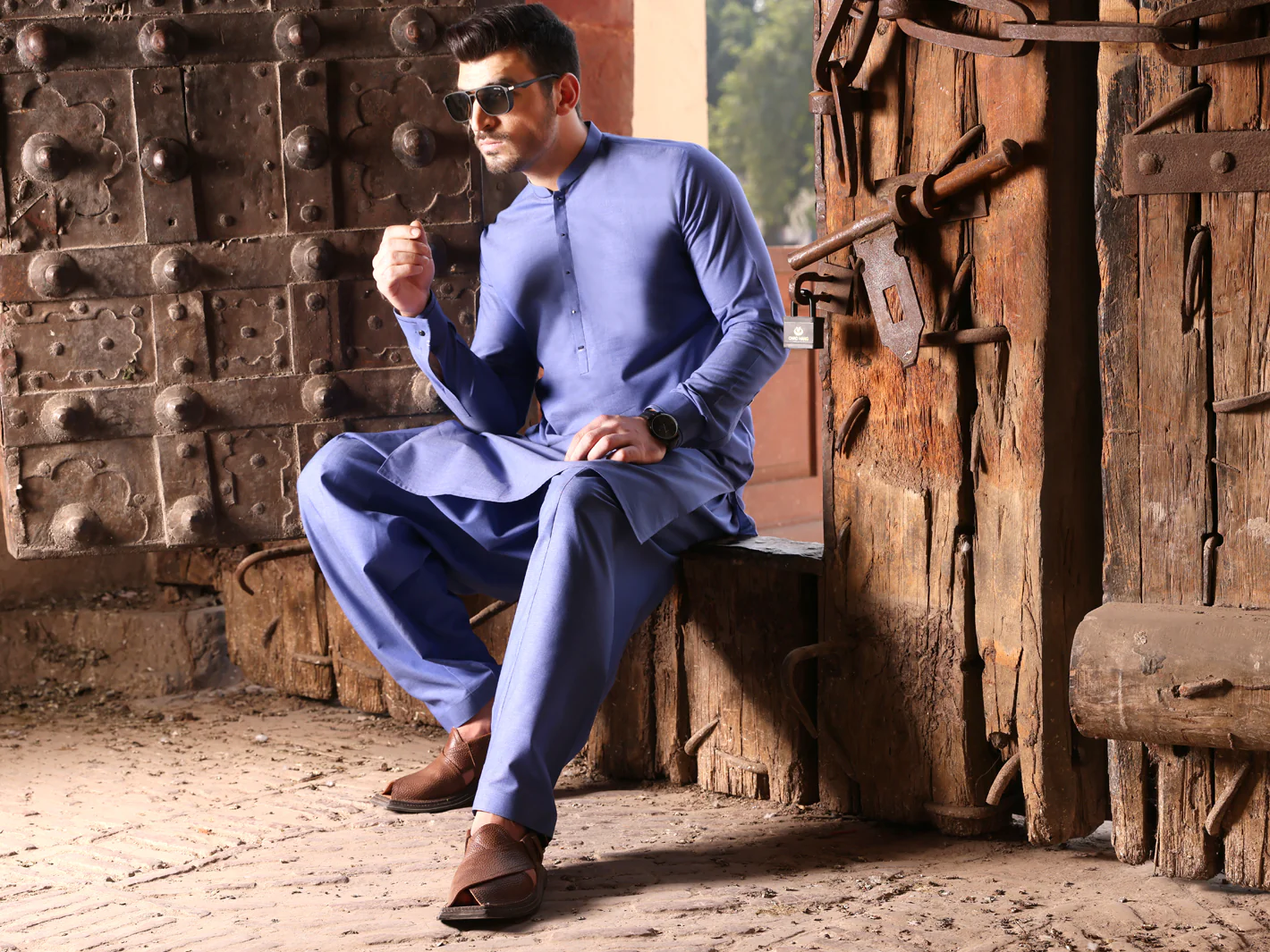Blue Blended Kameez Shalwar - AL-KS-2597 - Image 3