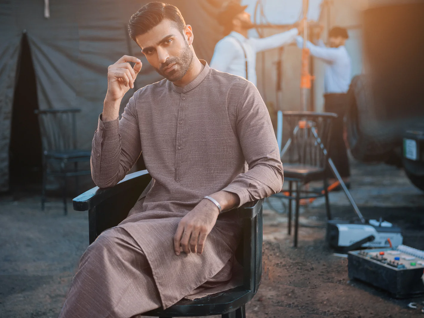 Brown Textured Kurta Shalwar - AL-KS-2659 - Image 4
