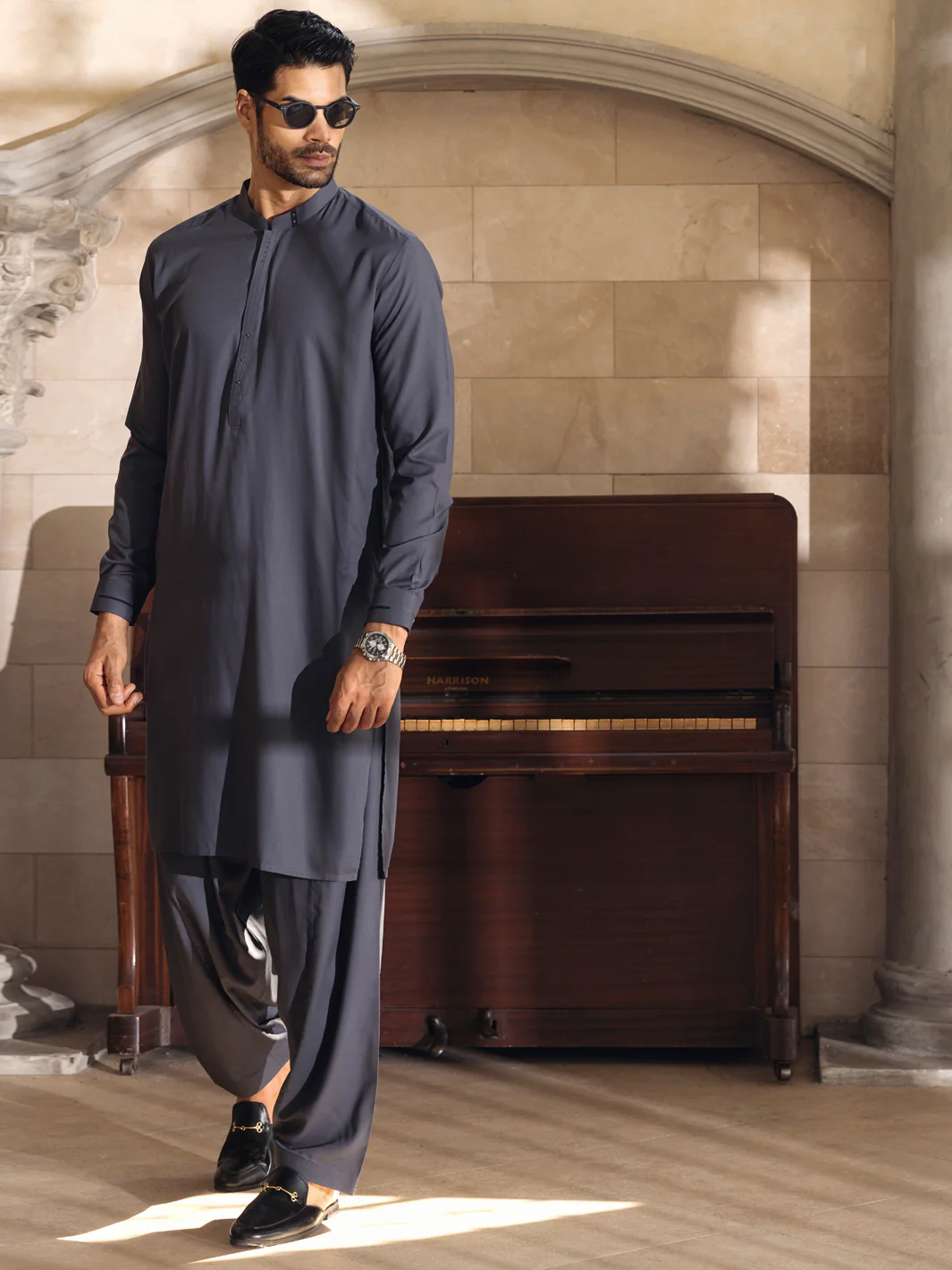 Grey Kameez Shalwar - AL-KS-2671 - Image 5