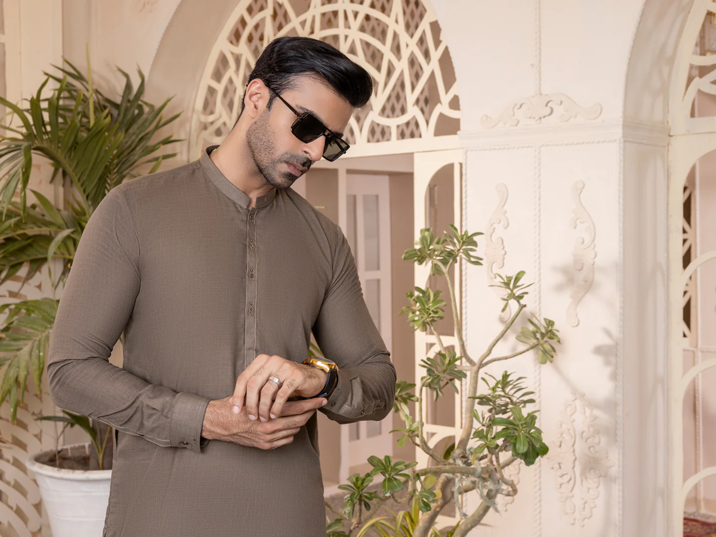 Olive Green Kameez Shalwar - AL-KS-2761 - Image 4