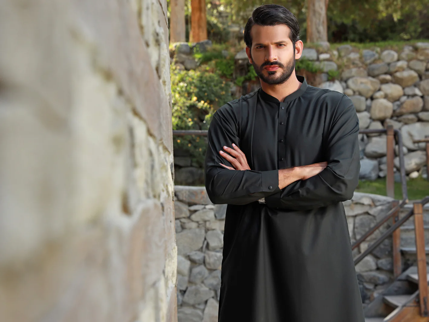 Black Kameez Shalwar - AL-KS-2770 - Image 4