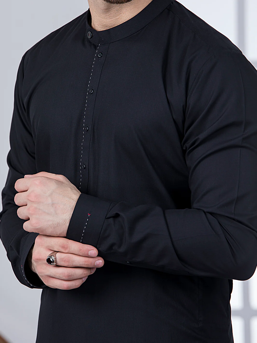 Black Blended Kameez Shalwar - AL-KS-2789 - Image 3