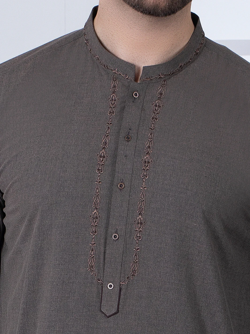Brown Blended Kameez Shalwar - AL-KS-2793 - Image 2