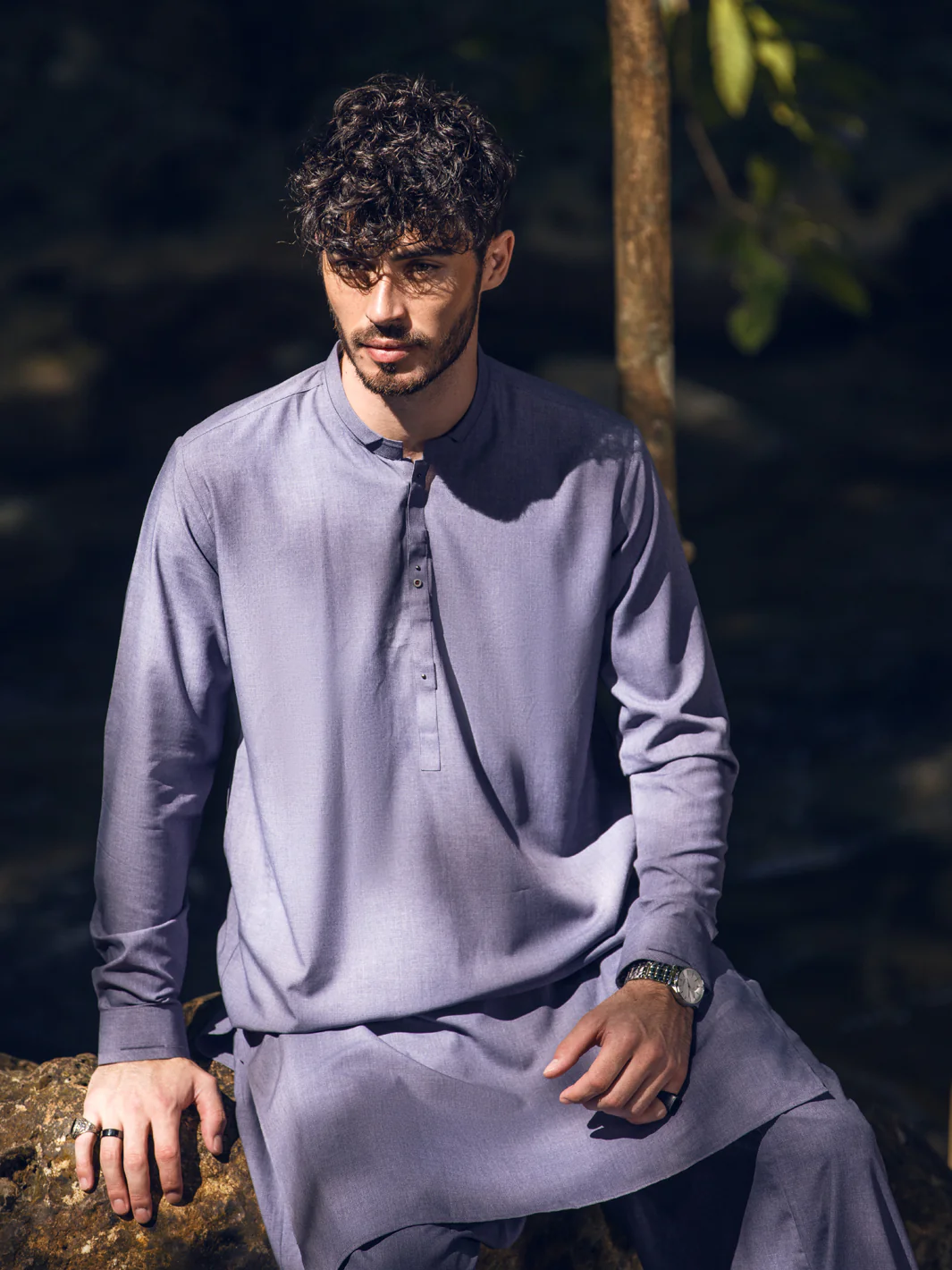 Grey Kameez Shalwar - AL-KS-2813 - Image 3