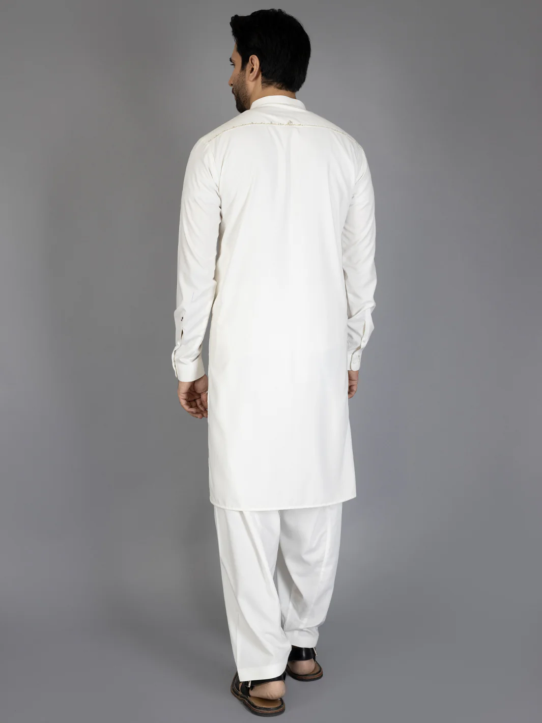 Off White Blended Kameez Shalwar - AL-KS-2816 - Image 2
