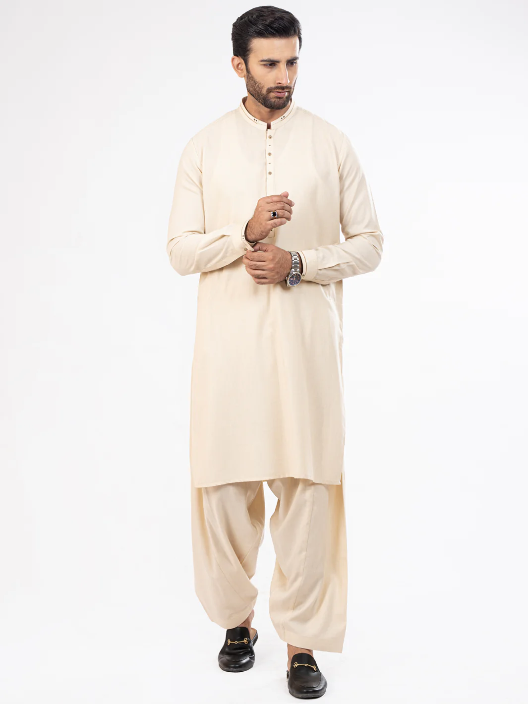 Cream Blended Kameez Shalwar - AL-KS-2823
