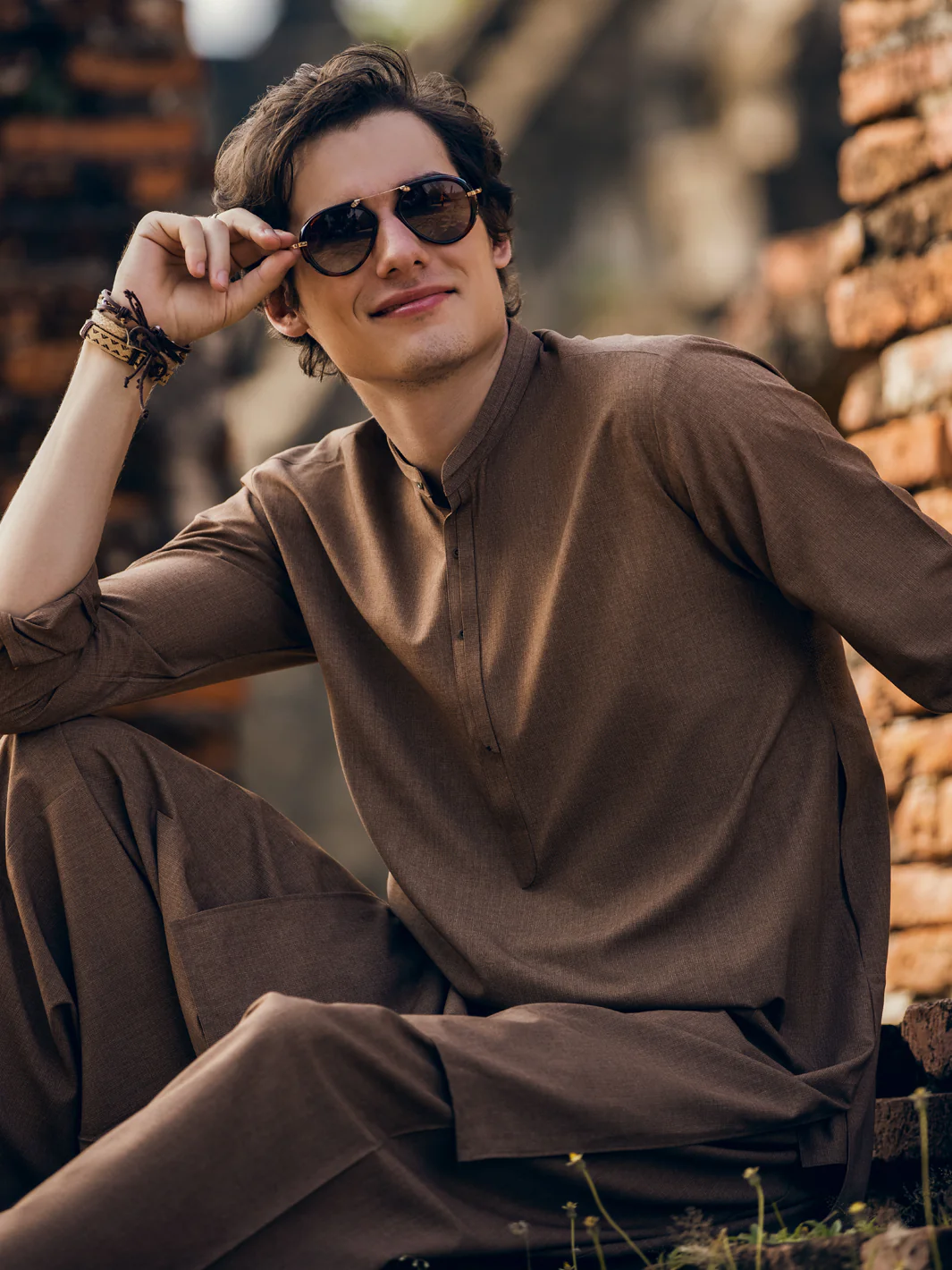 Brown Kameez Shalwar - AL-KS-2830 - Image 2