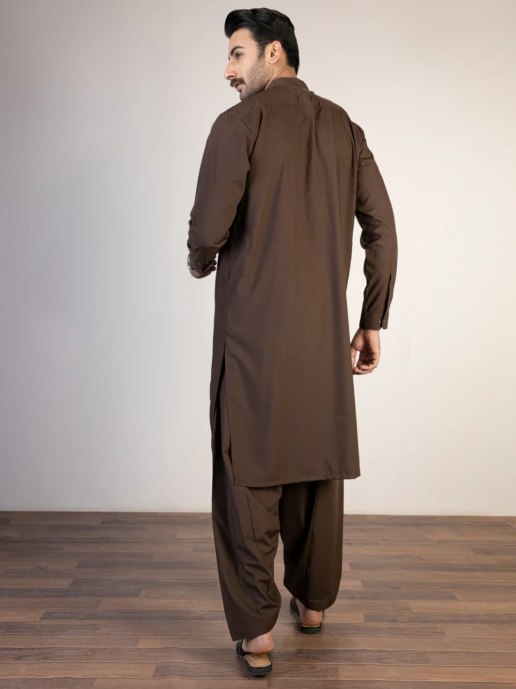 Brown Kameez Shalwar - AL-KS-2840B - Image 2