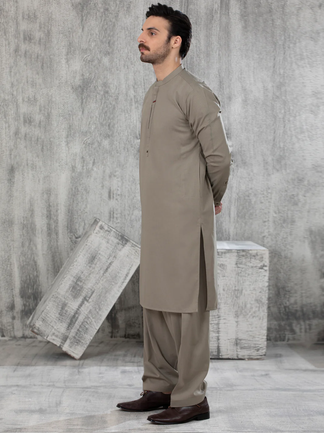 Green Blended Kameez Shalwar - AL-KS-2843 - Image 2