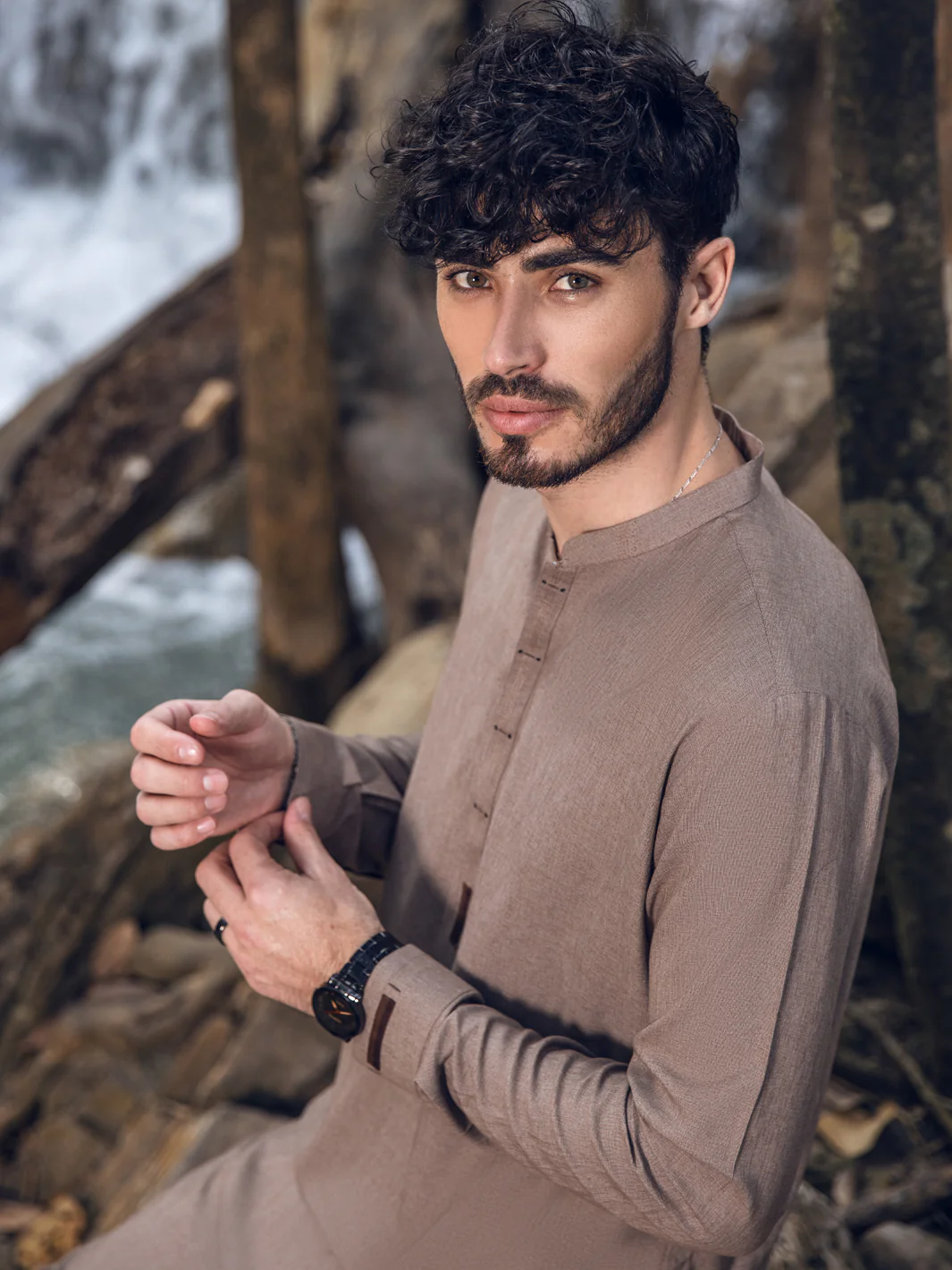 Light Brown Kameez Shalwar - AL-KS-2848 - Image 4