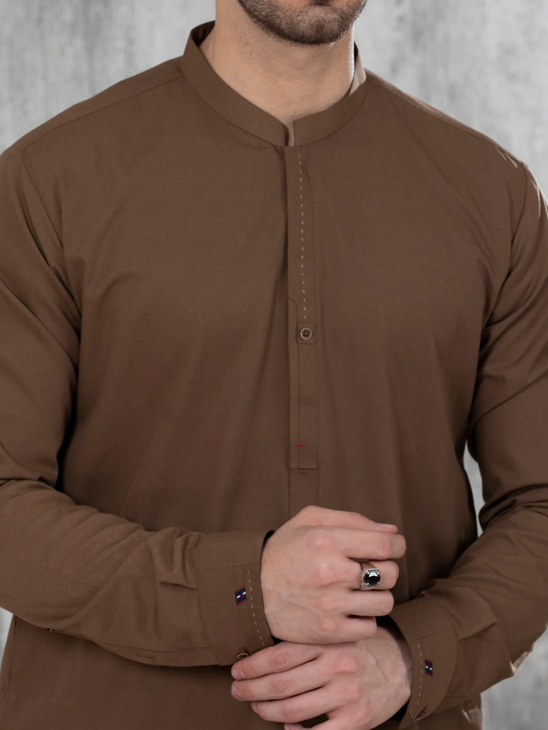 Brown Blended Kameez Shalwar - AL-KS-2850 - Image 3