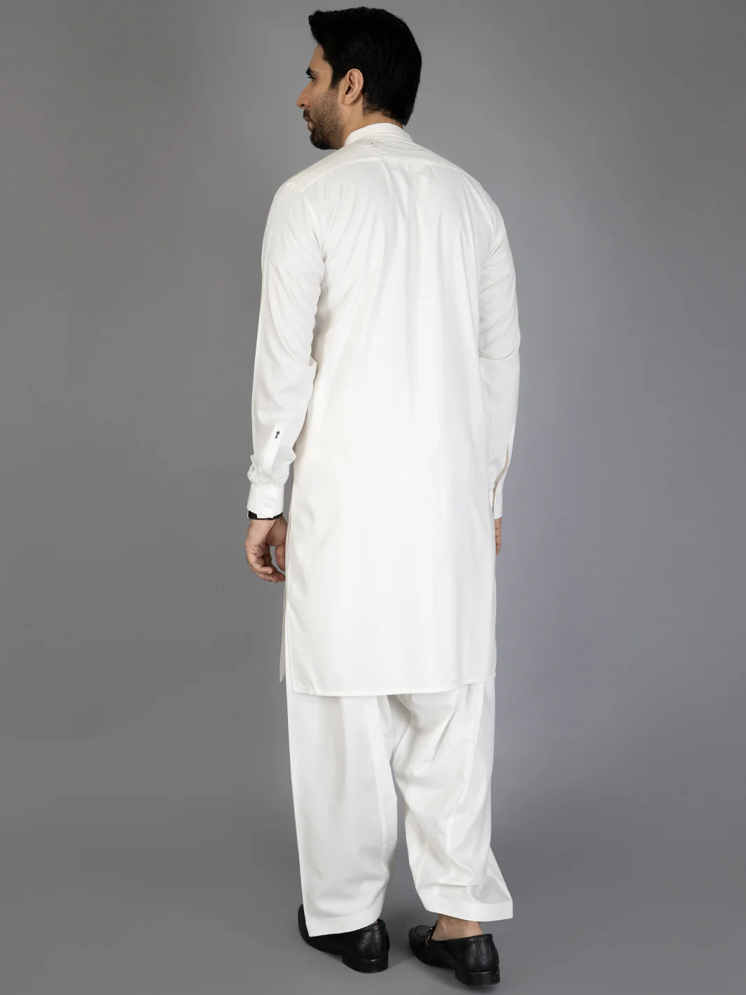 White Blended Kameez Shalwar - AL-KS-2853 - Image 3