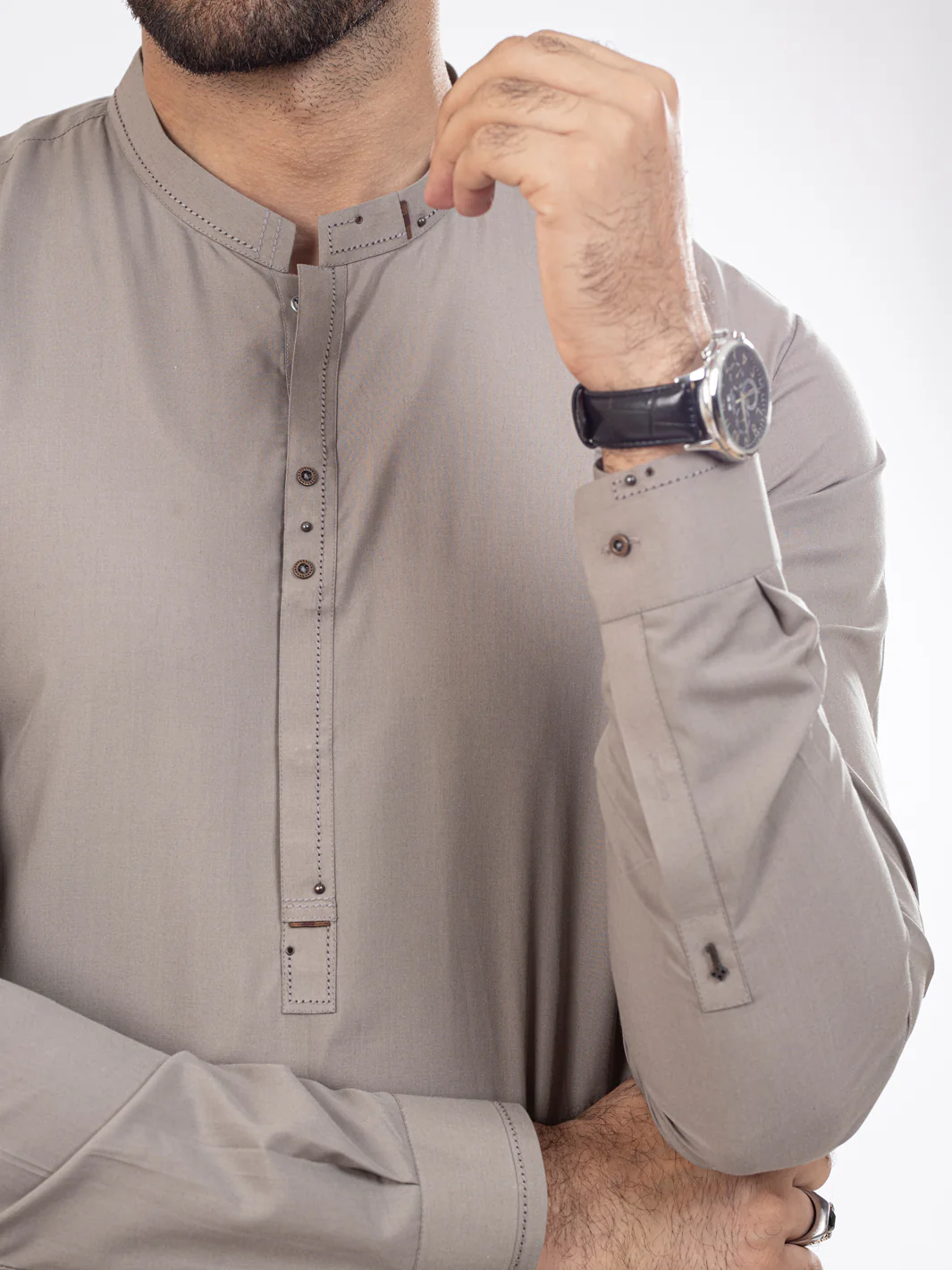 Light Grey Kameez Shalwar - AL-KS-2865 - Image 3
