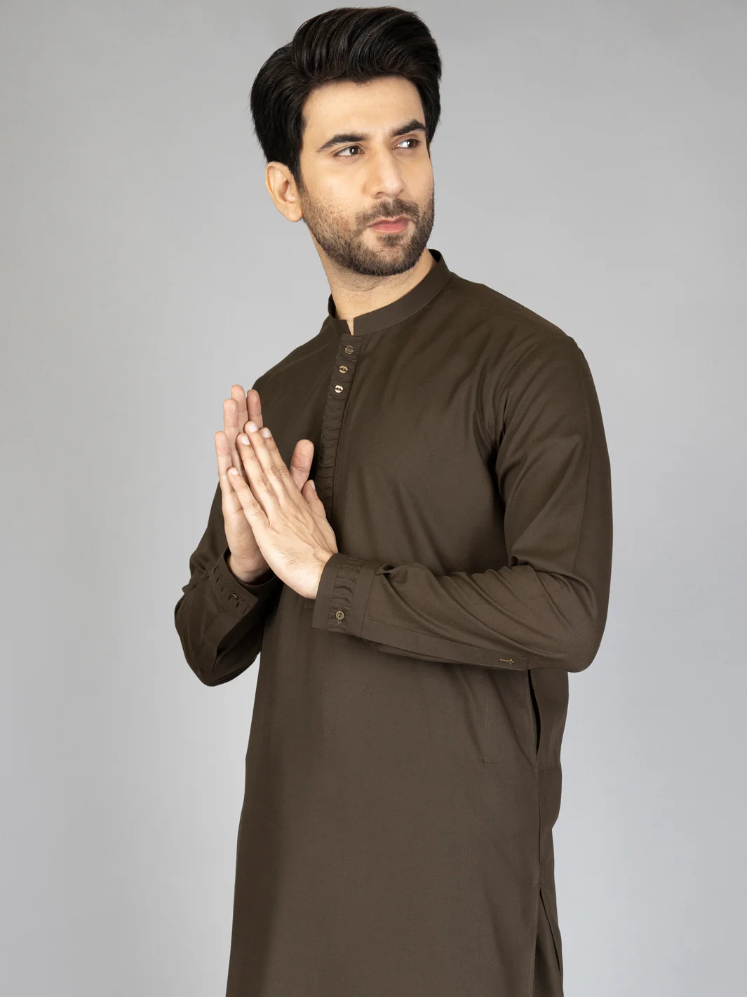 Dark Green Blended Kameez Shalwar - AL-KS-2870 - Image 3